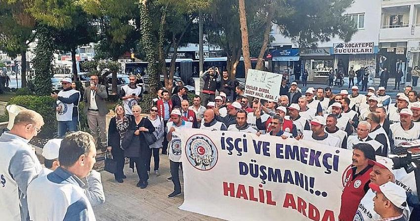 GAZİEMİR BELEDİYESİ'NİN KOVDUĞU İŞÇİLER EYLEM YAPTI